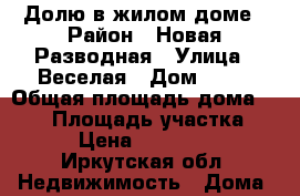 Долю в жилом доме › Район ­ Новая Разводная › Улица ­ Веселая › Дом ­ 26 › Общая площадь дома ­ 150 › Площадь участка ­ 2 › Цена ­ 500 000 - Иркутская обл. Недвижимость » Дома, коттеджи, дачи продажа   